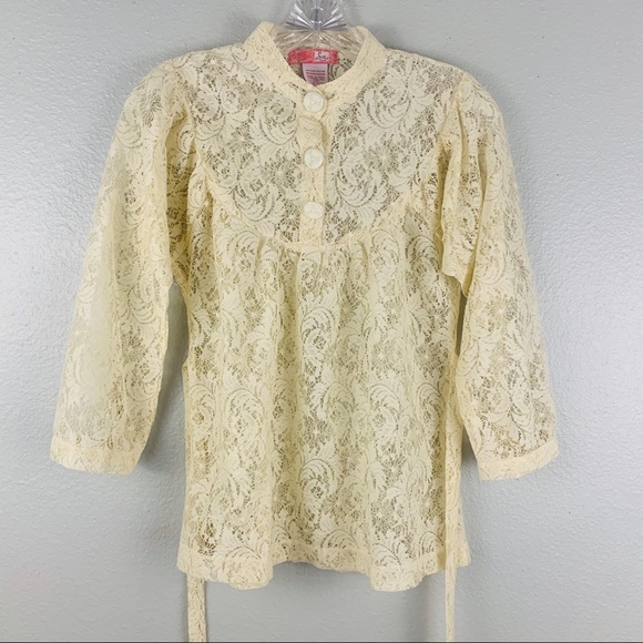 Lux Lace Mock Neck Vintage Style Top - Picture 3 of 6